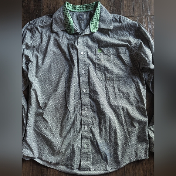 CINCH Long Sleeve Button Down Western Dress Shirt ~ Black & White w/ Green Sz S - Picture 2 of 16
